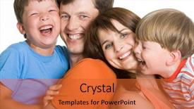  Presentation with members - Amazing slides having portrait of laughing family members backdrop and a red colored foreground