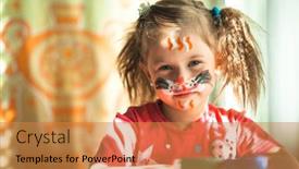  Presentation with artist - Slide deck with portrait-of-little-artist-girl background and a gold colored foreground