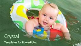  Presentation with swimming pool - PPT theme consisting of portrait of little baby swimming background and a ocean colored foreground