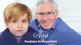  Presentation with grandfather - Audience pleasing theme consisting of portrait of little blond boy with grandfather backdrop and a ocean colored foreground