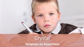  Presentation with homework - Beautiful theme featuring portrait of little boy doing homework backdrop and a coral colored foreground