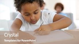  Presentation with pen - Presentation design consisting of portrait of little boy drawing background and a  colored foreground