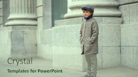  Presentation with street children - Presentation theme enhanced with portrait-of-little-boy background and a mint green colored foreground