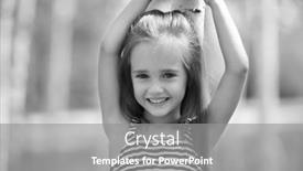  Presentation with green - PPT theme with portrait-of-little-caucasian-girl background and a gray colored foreground