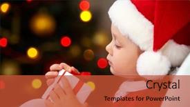  Presentation with christmas girl - Audience pleasing slides consisting of portrait of little cute girl backdrop and a red colored foreground