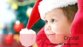  Presentation with cute christmas pug puppy dog - Slides enhanced with portrait of little cute girl background and a red colored foreground