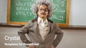  Presentation with einstein - Beautiful slide deck featuring portrait of little einstein posing backdrop and a violet colored foreground