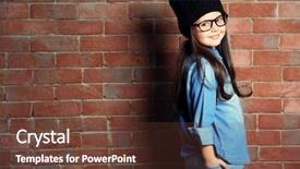  Presentation with bricks - Slide set with portrait of little fashion kid background and a tawny brown colored foreground