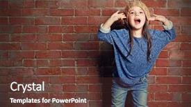  Presentation with bricks - PPT theme consisting of portrait of little fashion kid background and a tawny brown colored foreground