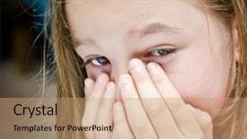  Presentation with mom crying - Cool new slide deck with portrait of little girl crying backdrop and a  colored foreground