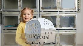  Presentation with cage - Slides having portrait-of-little-girl-holding background and a coral colored foreground