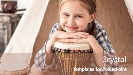  Presentation with kids playing - Cool new slides with portrait-of-little-girl-playing backdrop and a coral colored foreground