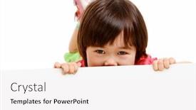 Presentation with hide - PPT theme with portrait of little girl playing hide and seek background and a white colored foreground
