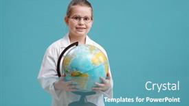  Presentation with world map - Slide deck enhanced with portrait-of-little-girl background and a teal colored foreground