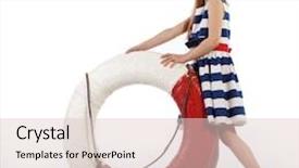  Presentation with sea - PPT layouts with portrait of little pin-up fashion girl sea theme background and a lemonade colored foreground