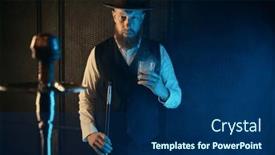  Presentation with hookah - Slide set with portrait-of-lonely-bearded-man background and a navy blue colored foreground