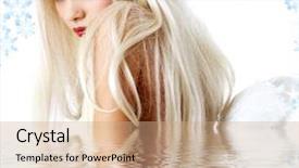  Presentation with angel wings - Audience pleasing PPT theme consisting of portrait of lovely blonde with angel wings in water backdrop and a coral colored foreground