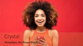  Presentation with wireless internet - Presentation design consisting of portrait-of-lovely-ethnic-woman background and a red colored foreground