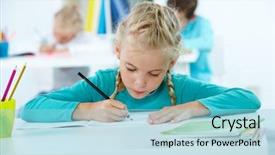  Presentation with classmates - Theme with portrait of lovely girl drawing background and a  colored foreground