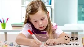  Presentation with colorful - Presentation with portrait of lovely girl drawing background and a coral colored foreground