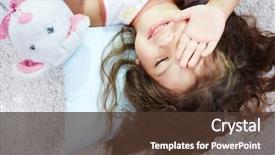  Presentation with sleep - Cool new PPT layouts with portrait of lovely girl with teddybear rubbing her eyes after sleep backdrop and a tawny brown colored foreground