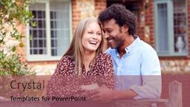  Presentation with new home - Audience pleasing slide deck consisting of portrait-of-loving-couple backdrop and a  colored foreground