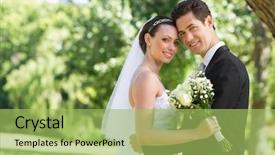  Presentation with head - Audience pleasing theme consisting of portrait of loving newly wed backdrop and a yellow colored foreground