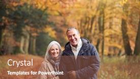  Presentation with senior couple - Presentation design enhanced with portrait-of-loving-senior-couple background and a coral colored foreground