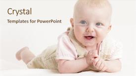  Presentation with baby girl christening - Theme having portrait of lying four months background and a sky blue colored foreground