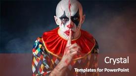  Presentation with clown - Audience pleasing slide set consisting of portrait of mad bloody clown backdrop and a tawny brown colored foreground