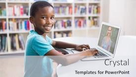  Presentation with online library - Amazing PPT theme having portrait-of-male-african-american backdrop and a sky blue colored foreground