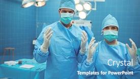  Presentation with theater - Amazing slides having portrait-of-male-and-female backdrop and a teal colored foreground