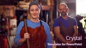  Presentation with tools - Slide set consisting of portrait-of-male-and-female background and a wine colored foreground