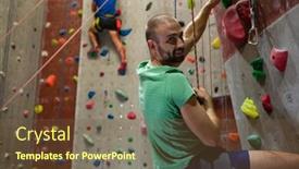  Presentation with climbing - Presentation design having portrait-of-male-athlete-climbing background and a tawny brown colored foreground