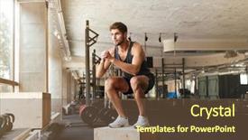  Presentation with athlete - Audience pleasing presentation theme consisting of portrait of male athlete standing backdrop and a tawny brown colored foreground
