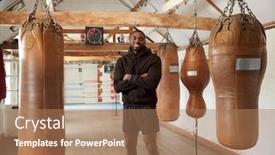  Presentation with leather bag - PPT theme consisting of portrait-of-male-boxer background and a coral colored foreground