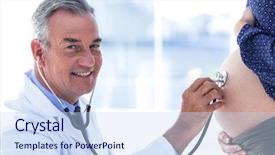  Presentation with pregnant woman doctor - Beautiful slides featuring portrait of male doctor using backdrop and a sky blue colored foreground