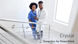  Presentation with digital hospital - Presentation theme enhanced with portrait-of-male-doctor background and a lemonade colored foreground