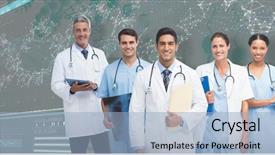  Presentation with genes - Presentation theme enhanced with portrait of male doctor background and a light blue colored foreground