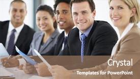  Presentation with executive brief - PPT layouts enhanced with portrait of male executive attending background and a  colored foreground