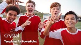  Presentation with high school - Colorful slide deck enhanced with portrait of male high school backdrop and a tawny brown colored foreground