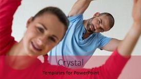  Presentation with student health - Audience pleasing slide set consisting of portrait-of-male-instructor-exercising backdrop and a crimson colored foreground