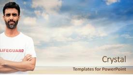  Presentation with serene - Amazing PPT theme having portrait of male lifeguard backdrop and a lemonade colored foreground