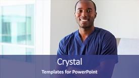  Presentation with exam - Audience pleasing presentation theme consisting of portrait of male nurse wearing backdrop and a ocean colored foreground