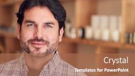  Presentation with cosmetics - Colorful presentation enhanced with portrait-of-male-owner backdrop and a coral colored foreground