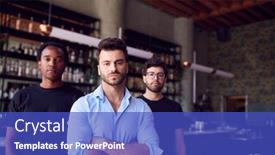  Presentation with restaurant - Amazing slide set having portrait-of-male-owner backdrop and a cobalt blue colored foreground