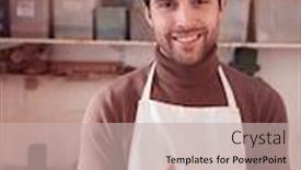  Presentation with apron - Slide set featuring portrait-of-male-potter-wearing background and a soft green colored foreground