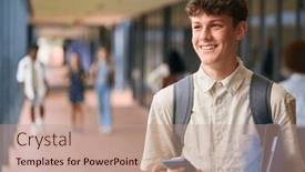  Presentation with high school - PPT layouts featuring portrait-of-male-secondary background and a coral colored foreground