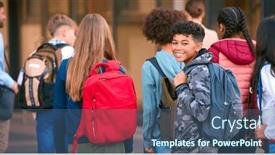  Presentation with high school - Presentation theme with portrait-of-male-secondary background and a ocean colored foreground