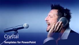  Presentation with singer - Theme featuring portrait of male singer with microphone background and a navy blue colored foreground